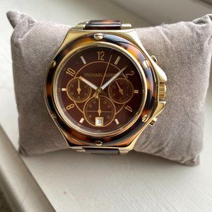 Michael Kors Tortoise & Gold Chronograph Watch | MK5055 | 38 mm | Pre‑Owned